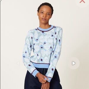 EUC Henrik Vibskov Berry Roundneck in Mint Blueberries Medium